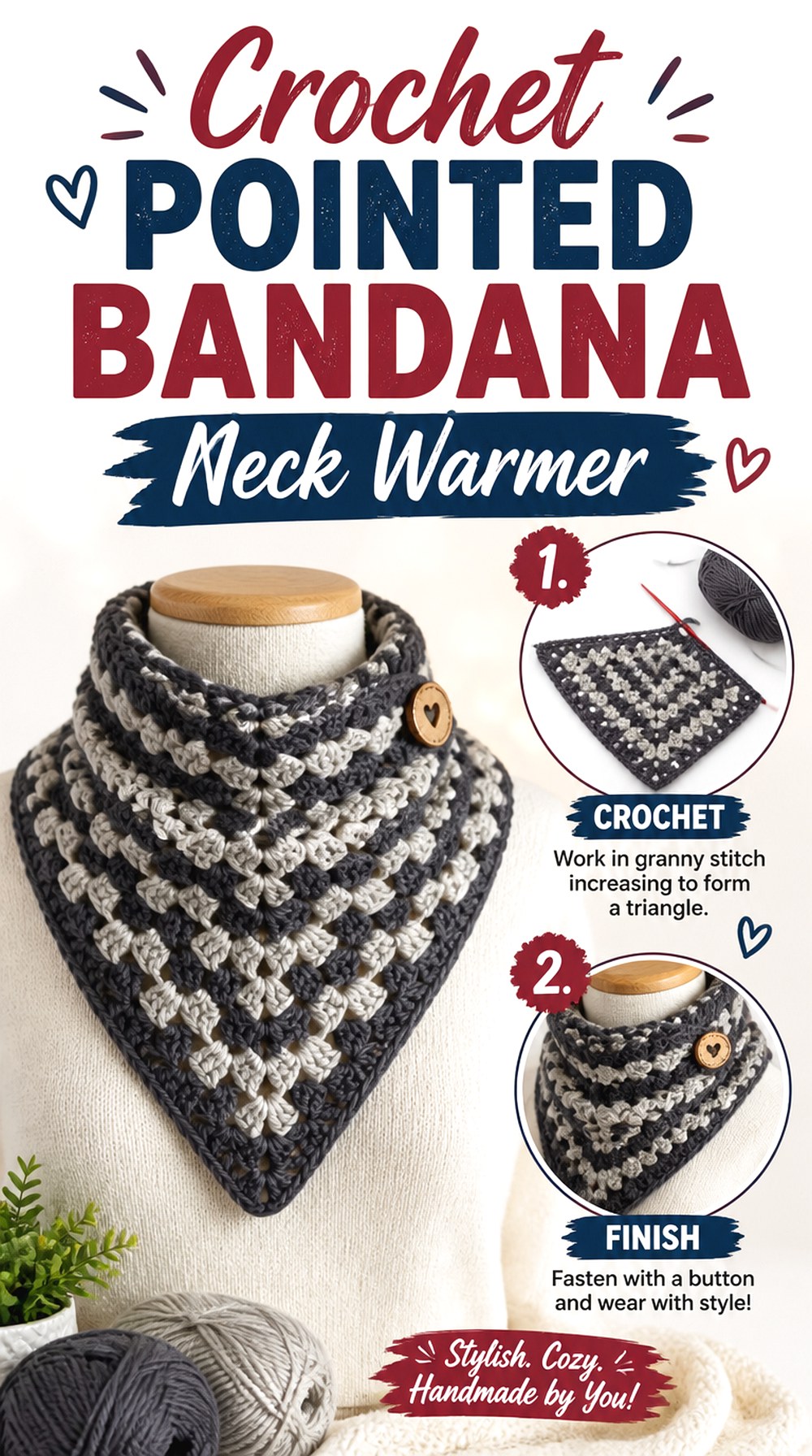 Crochet Pointed Bandana Neck Warmer