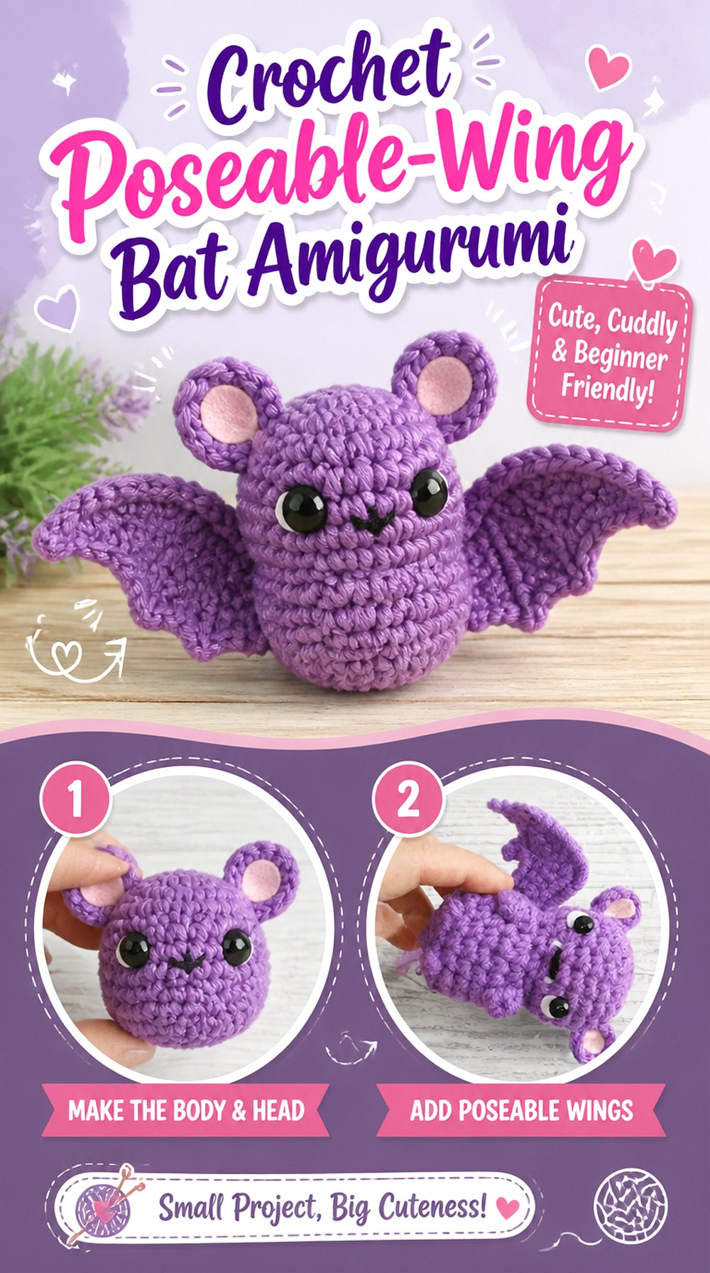 Crochet Poseable Wing Bat Amigurumi