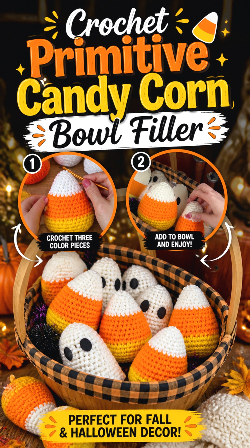 Crochet Primitive Candy Corn Bowl Filler