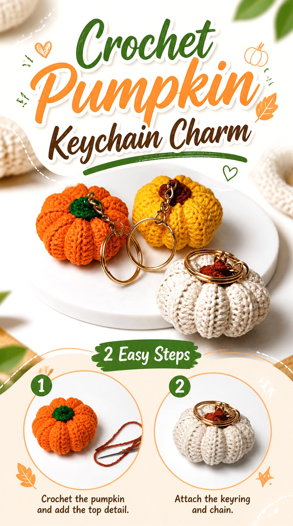 Crochet Pumpkin Keychain Charm