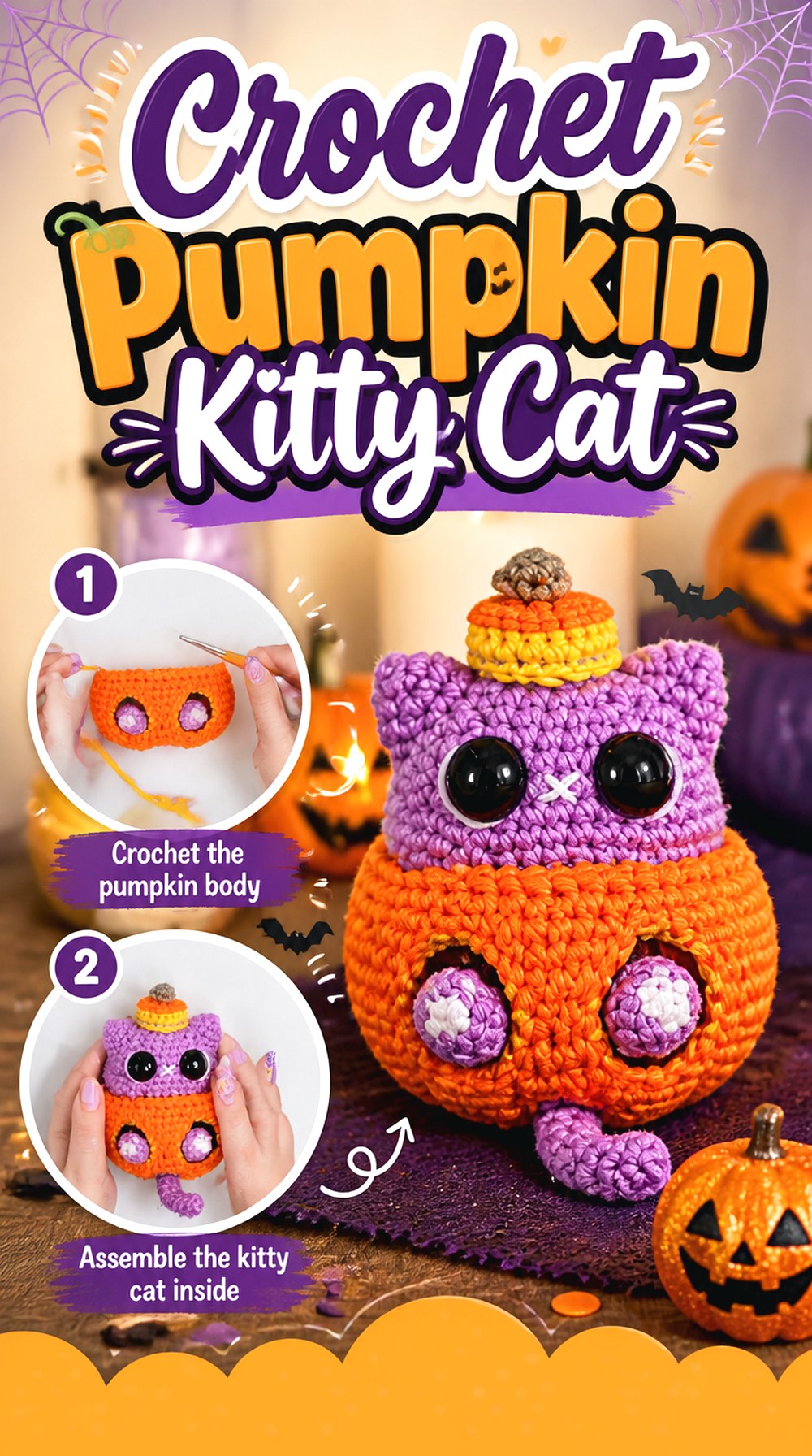 Crochet Pumpkin Kitty Cat