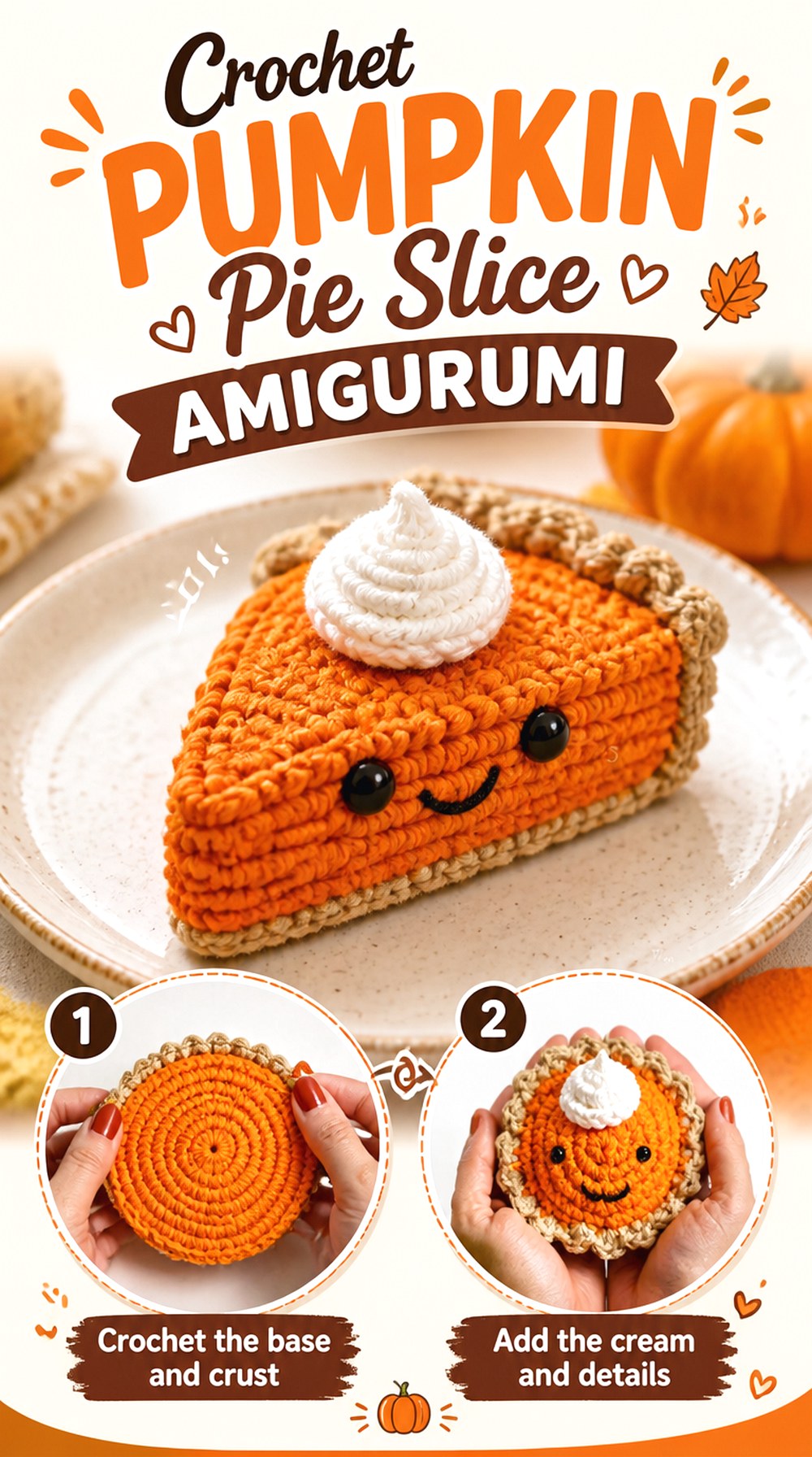 Crochet Pumpkin Pie Slice Amigurumi