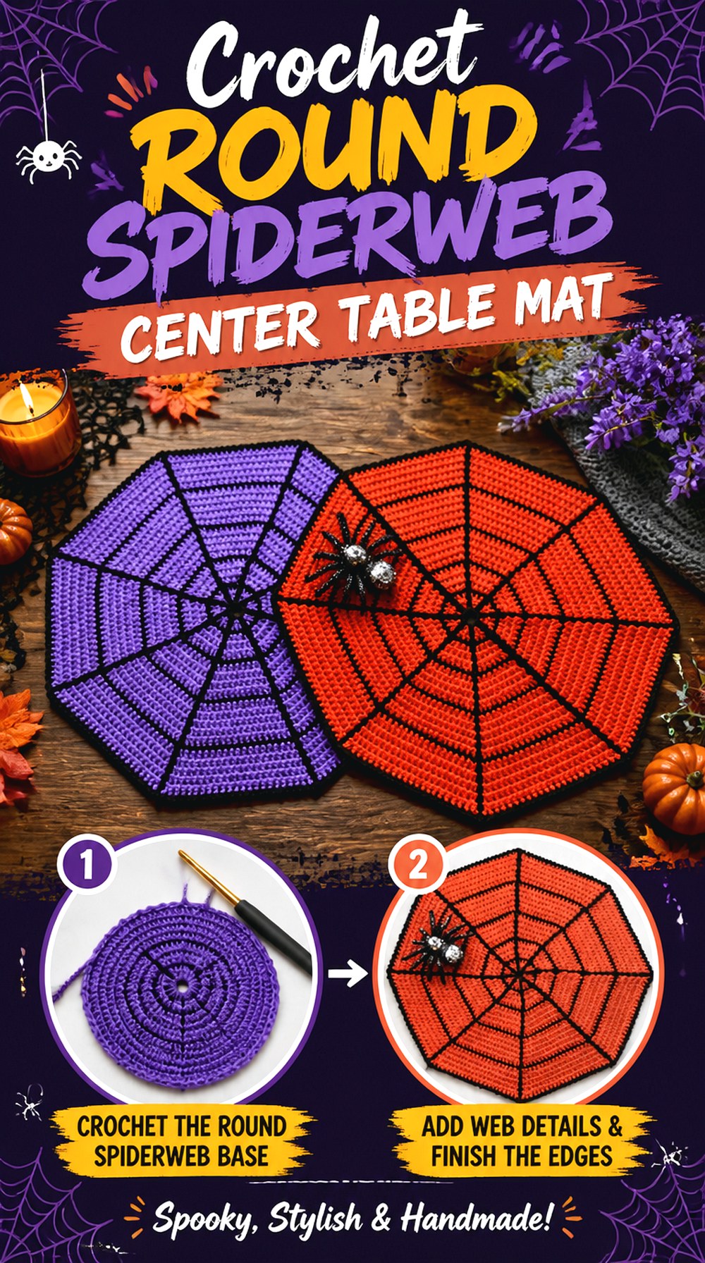 Crochet Round Spiderweb Center Table Mat