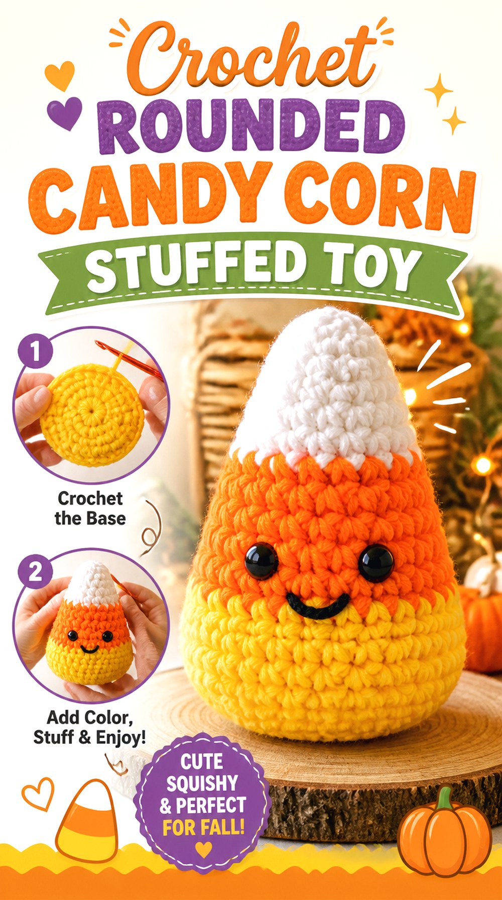 Crochet Rounded Candy Corn Stuffed Toy