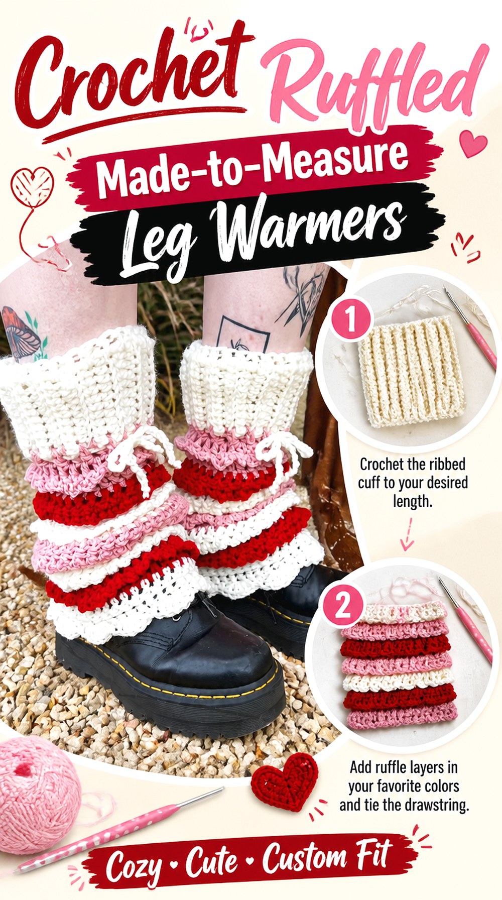 Crochet Ruffled Made to Measure Leg Warmers