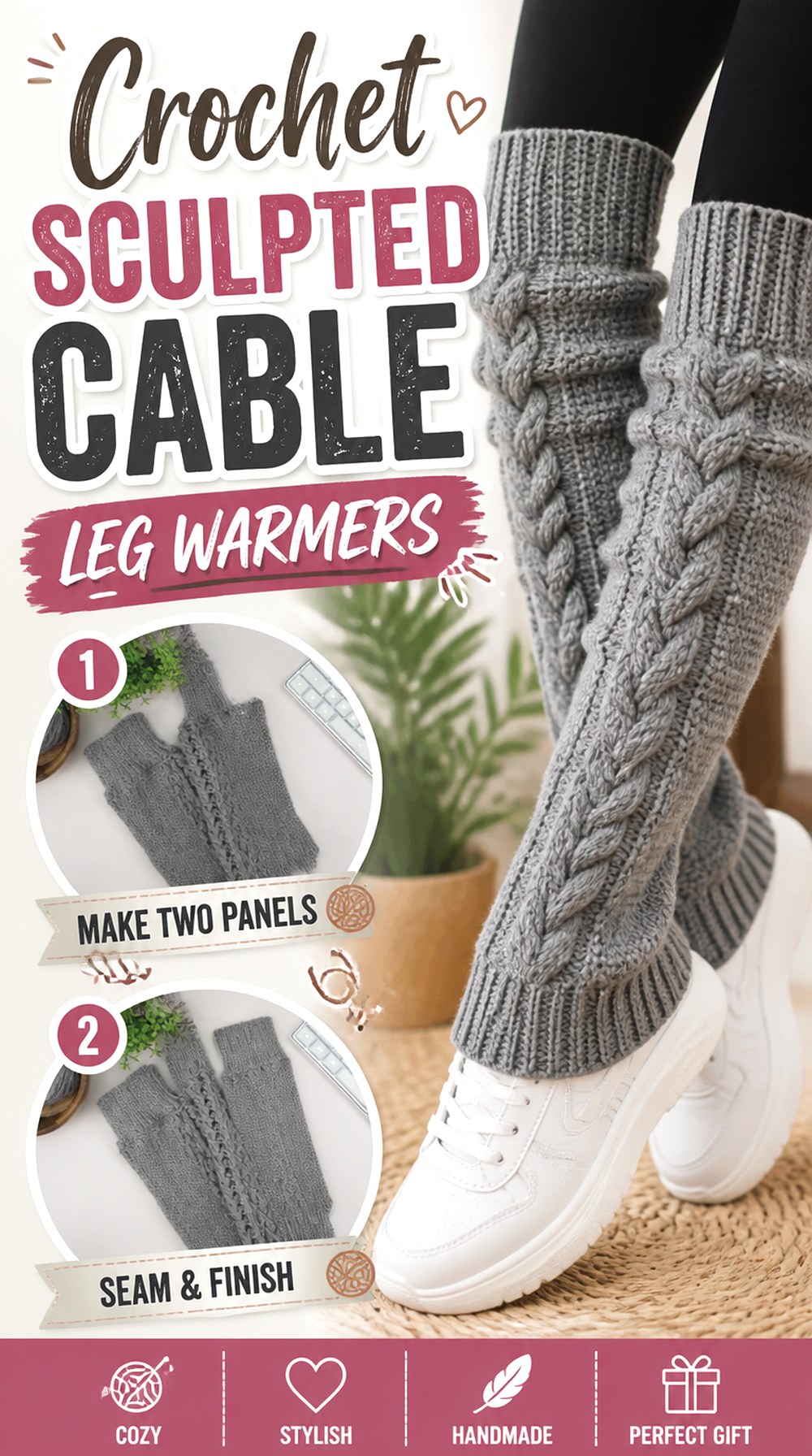 Crochet Sculpted Cable Leg Warmers