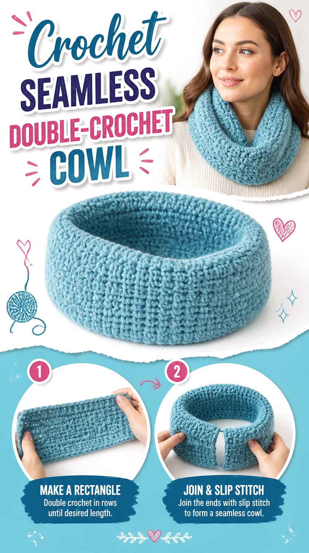 Crochet Seamless Double Crochet Cowl