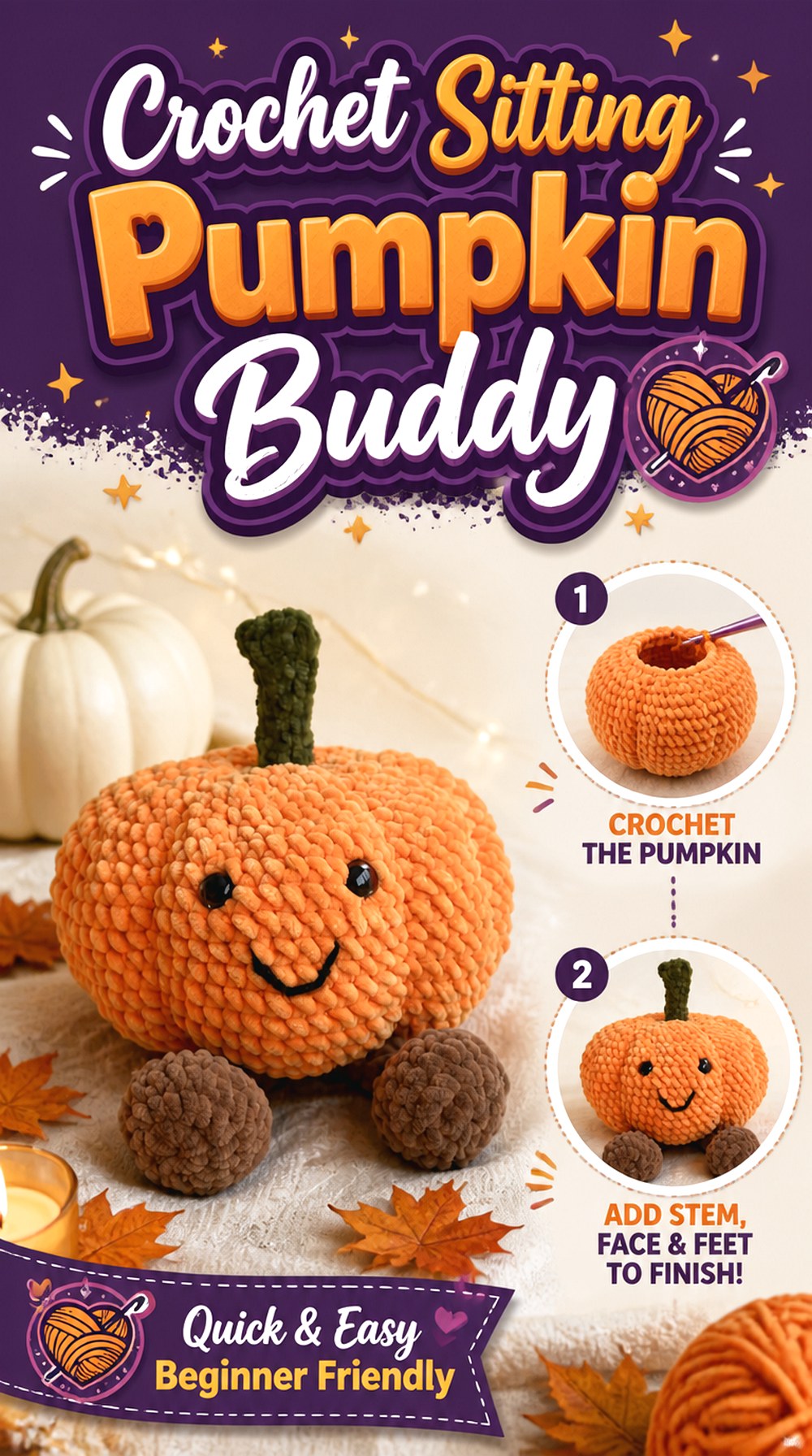Crochet Sitting Pumpkin Buddy
