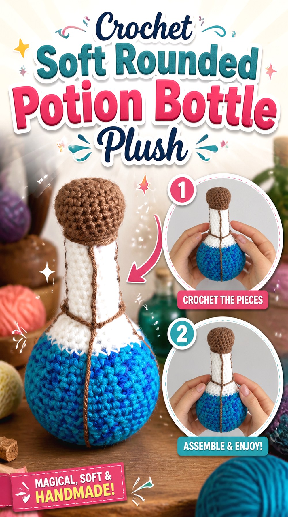 Crochet Soft Rounded Potion Bottle Plush