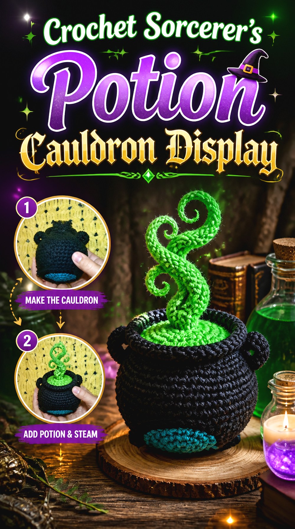 Crochet Sorcerer’s Potion Cauldron Display