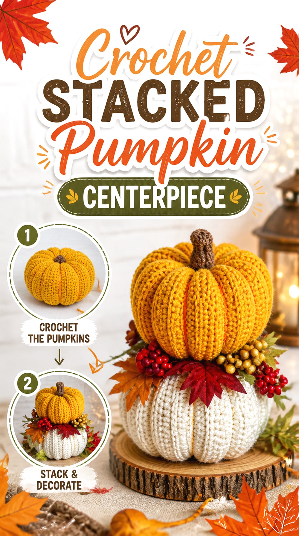 Crochet Stacked Pumpkin Centerpiece