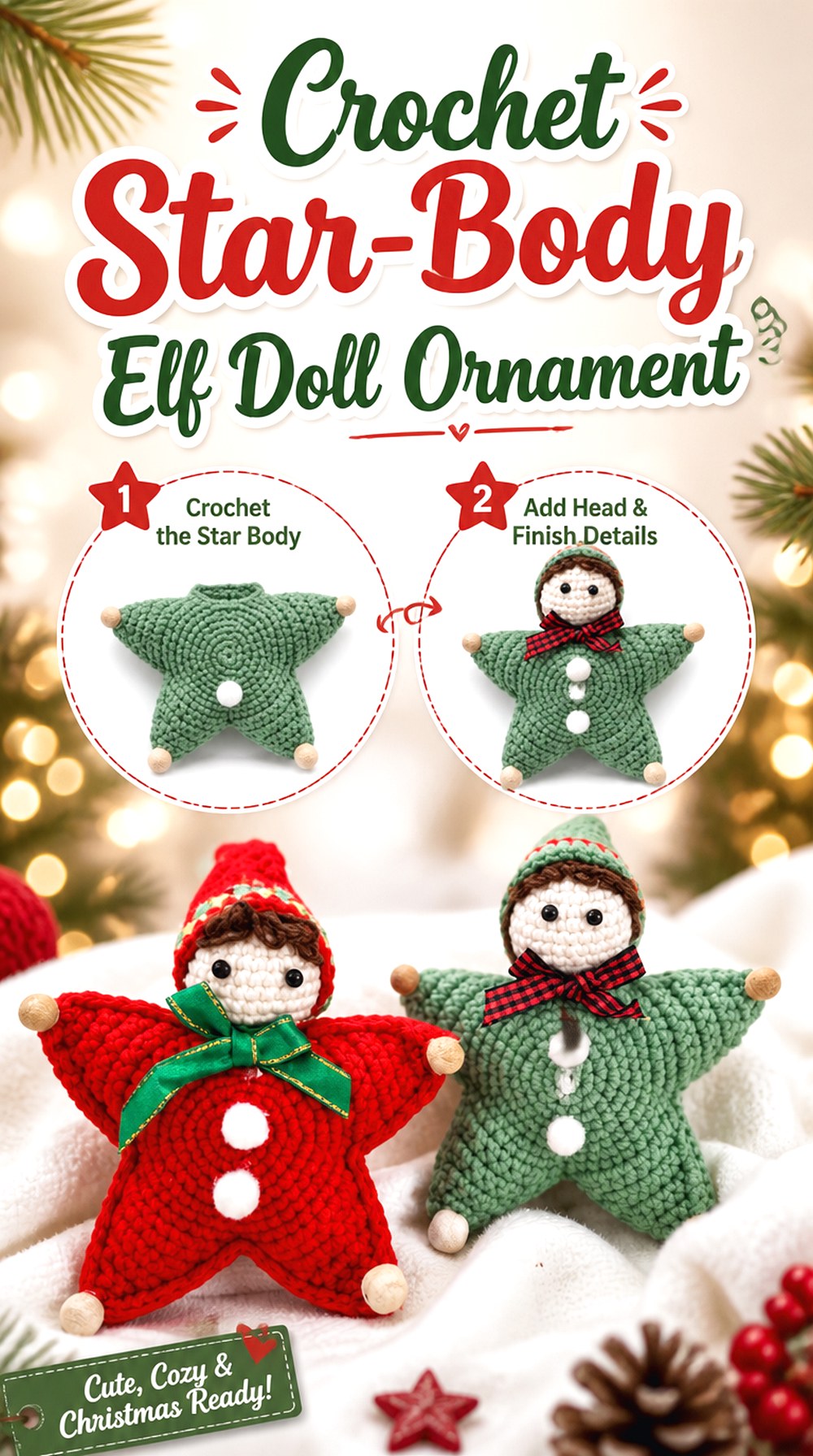 Crochet Star Body Elf Doll Ornament