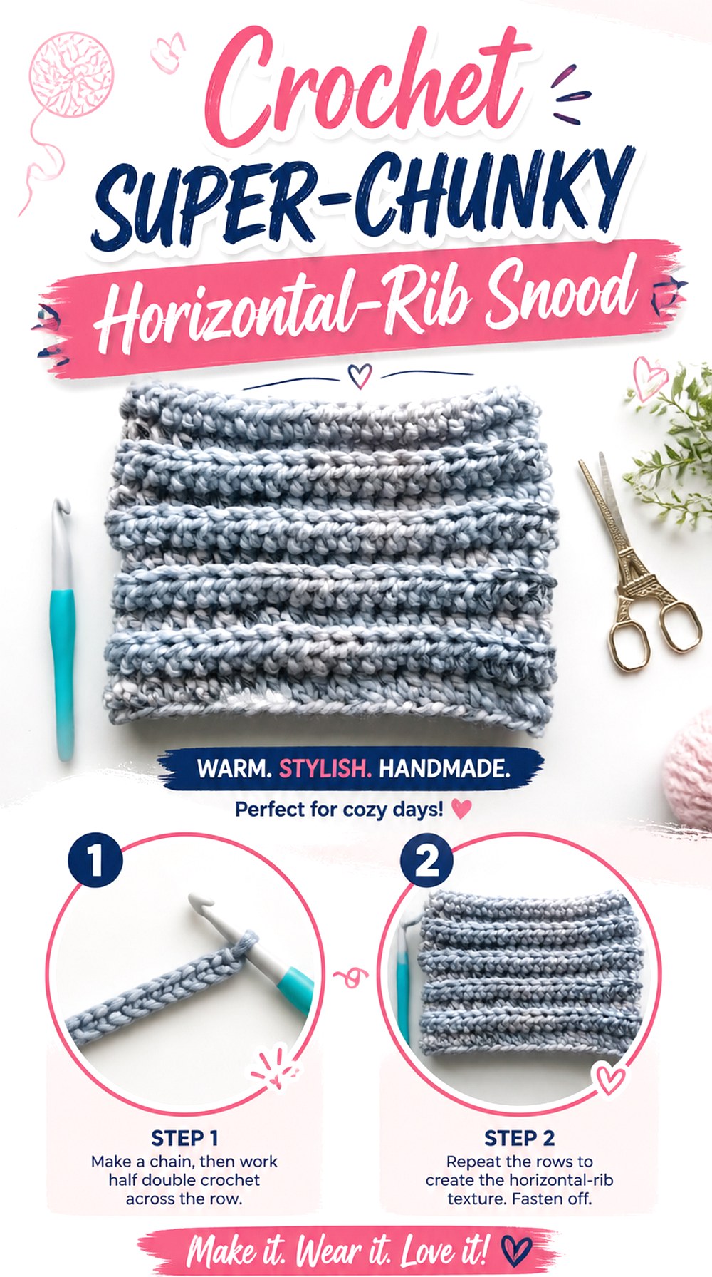 Crochet Super Chunky Horizontal Rib Snood