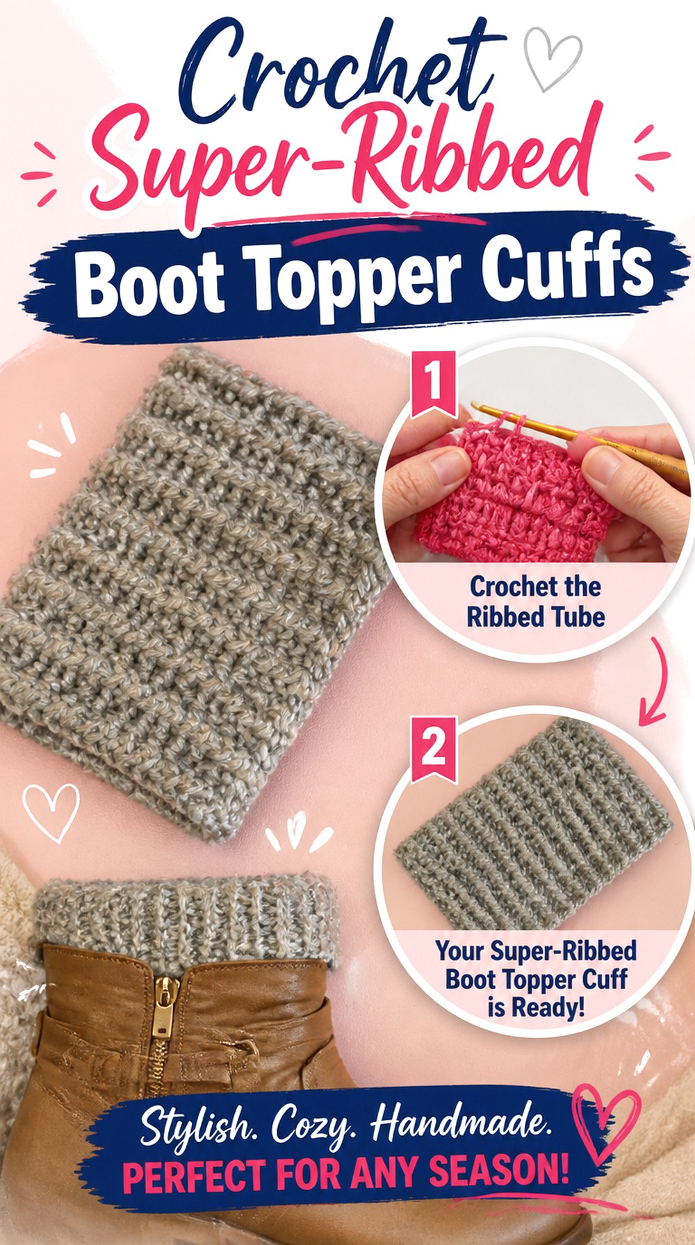 Crochet Super Ribbed Boot Topper Cuffs