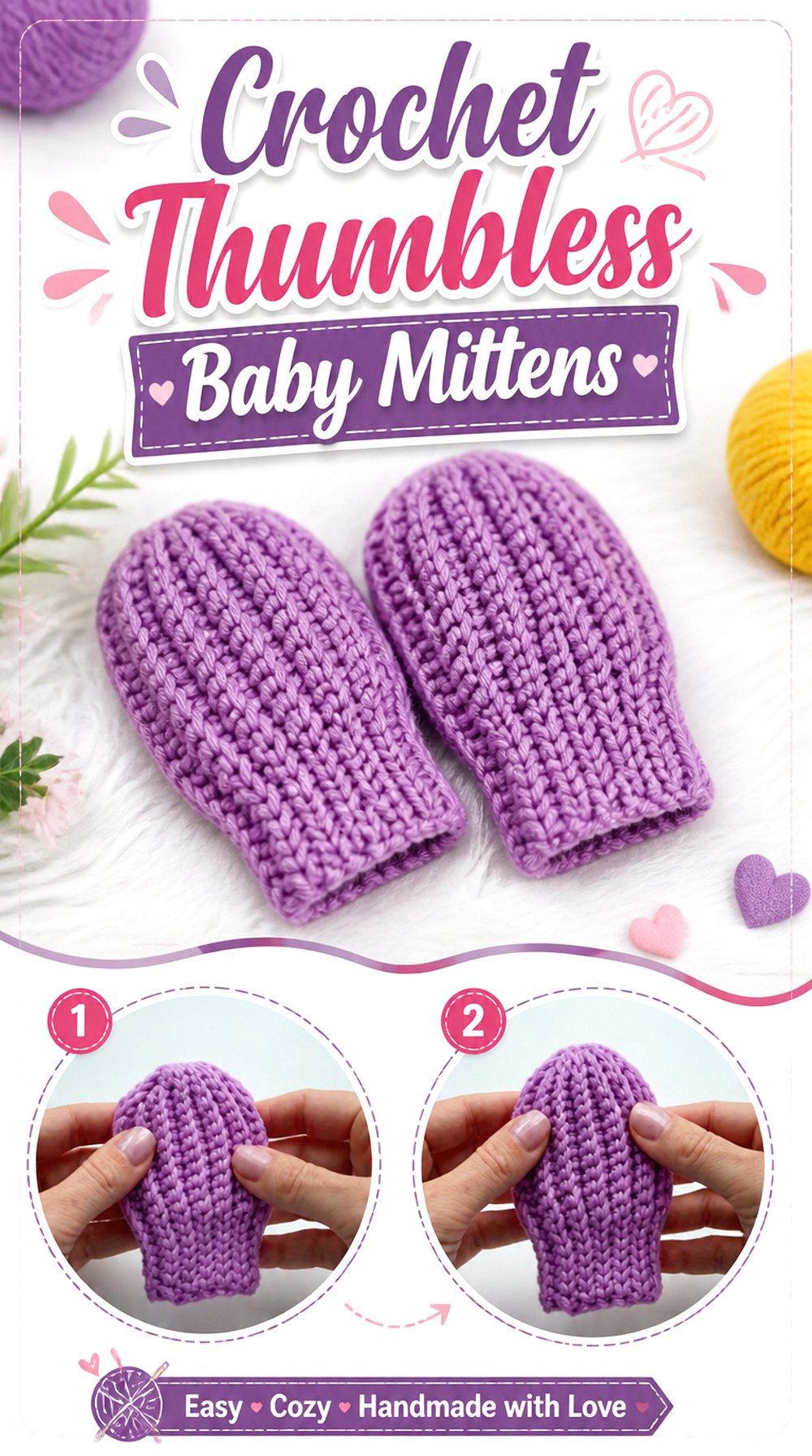 Crochet Thumbless Baby Mittens