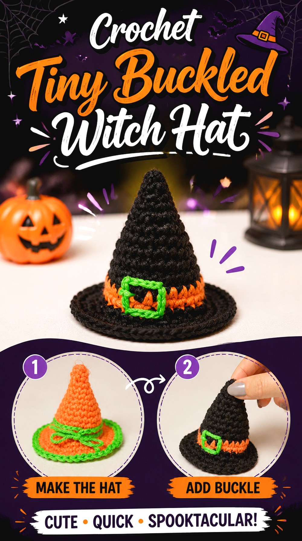 Crochet Tiny Buckled Witch Hat