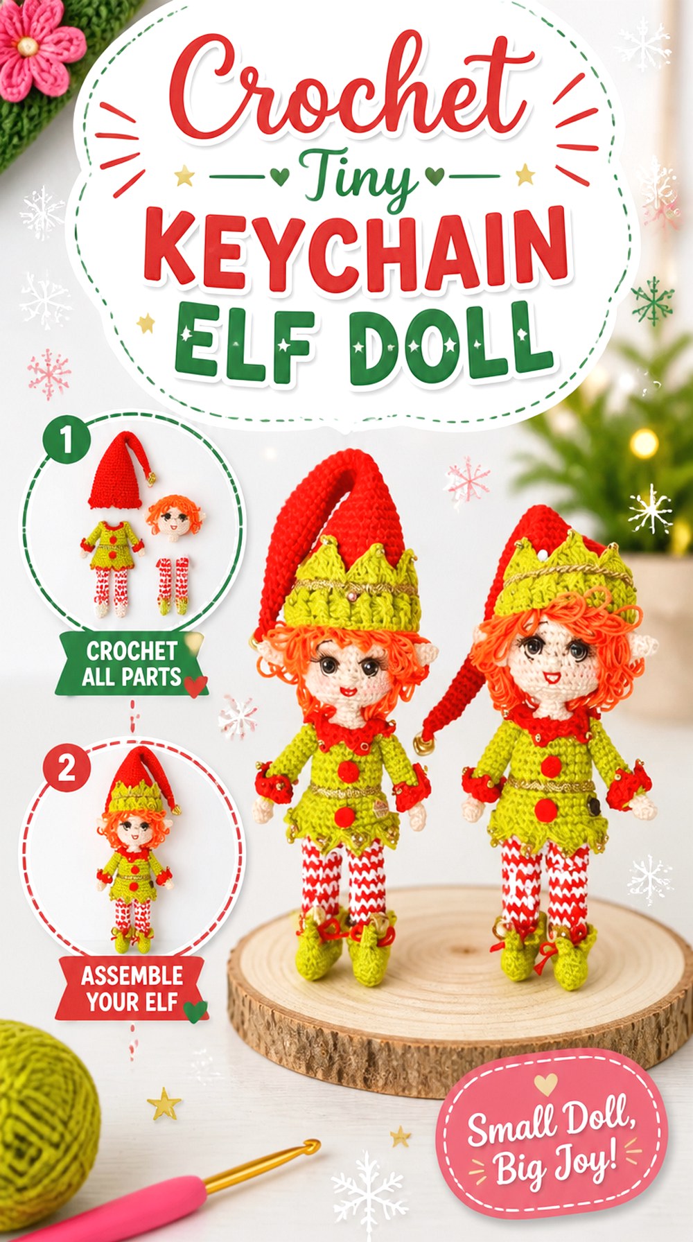 Crochet Tiny Keychain Elf Doll