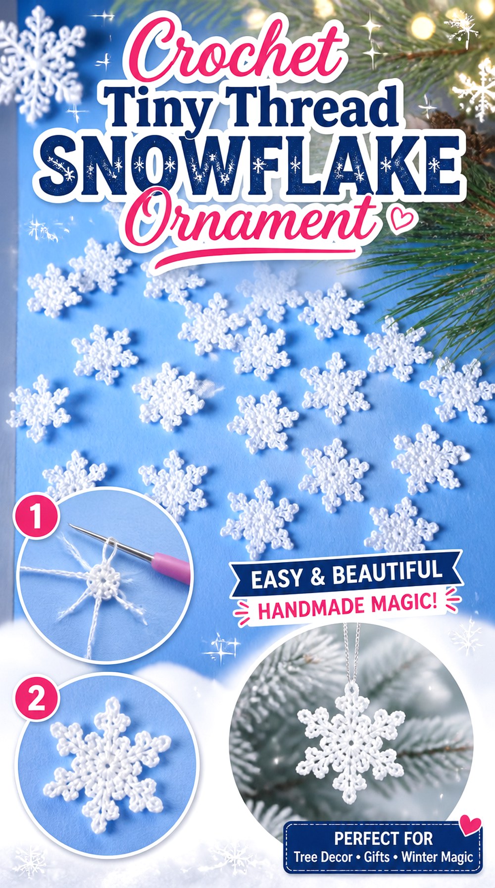 Crochet Tiny Thread Snowflake Ornament