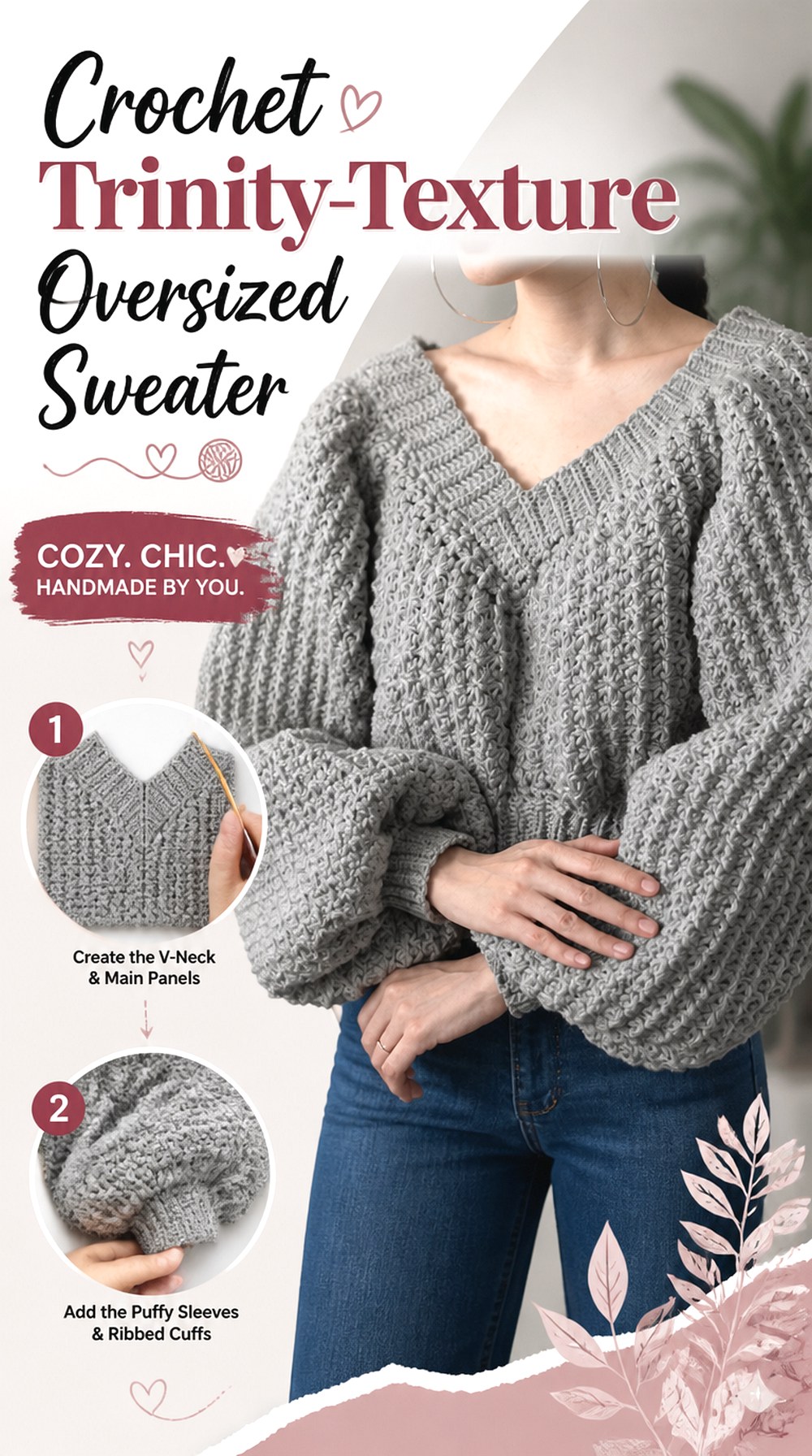 Crochet Trinity Texture Oversized Sweater