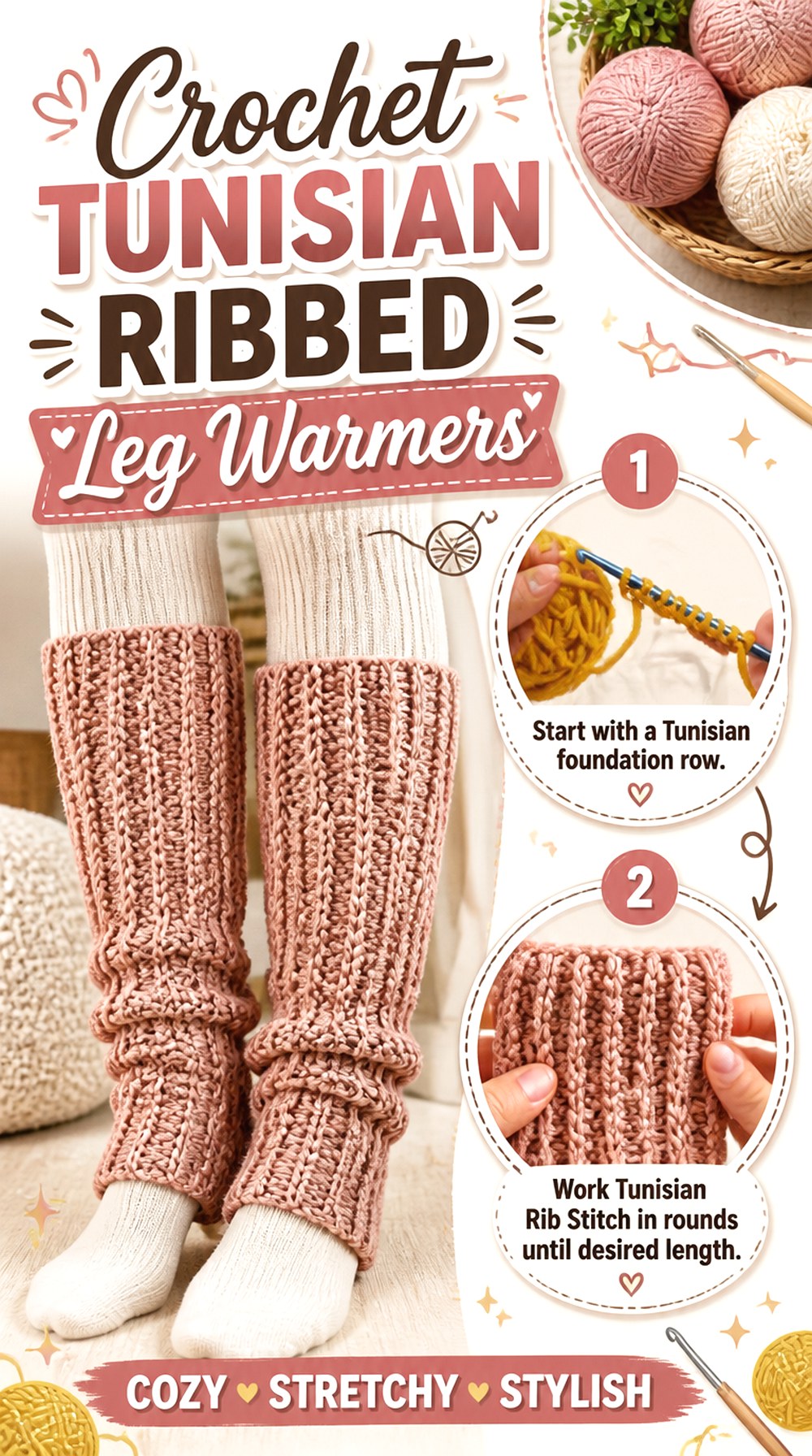 Crochet Tunisian Ribbed Leg Warmers
