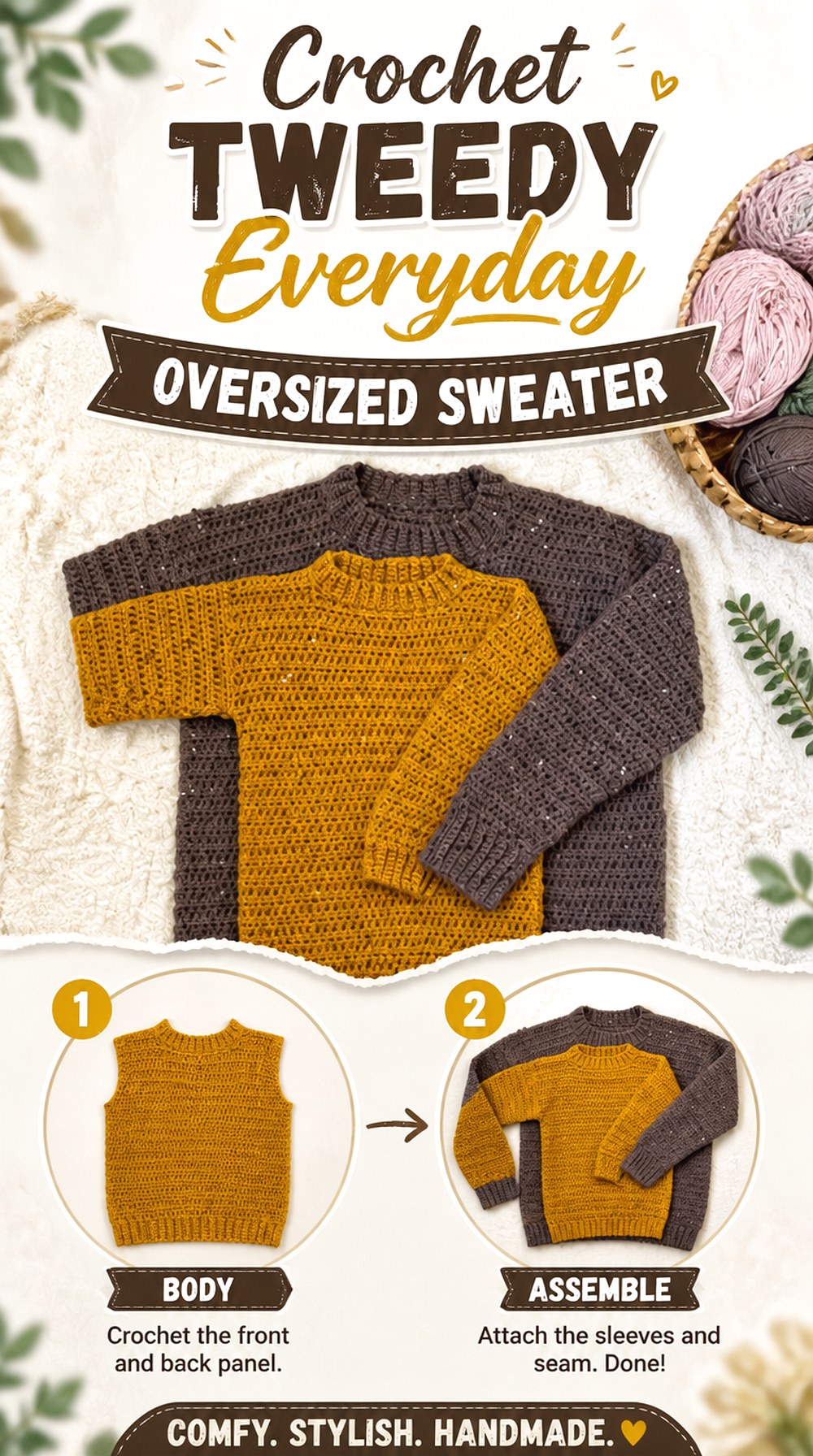 Crochet Tweedy Everyday Oversized Sweater