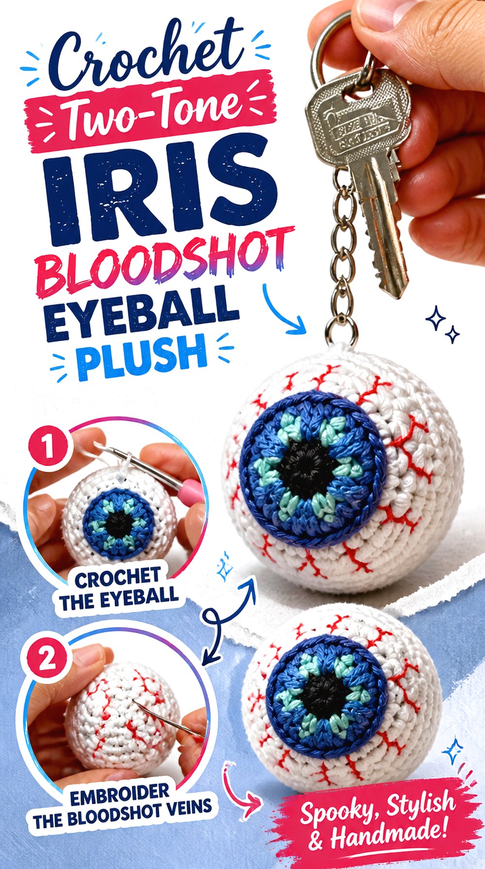 Crochet Two Tone Iris Bloodshot Eyeball Plush