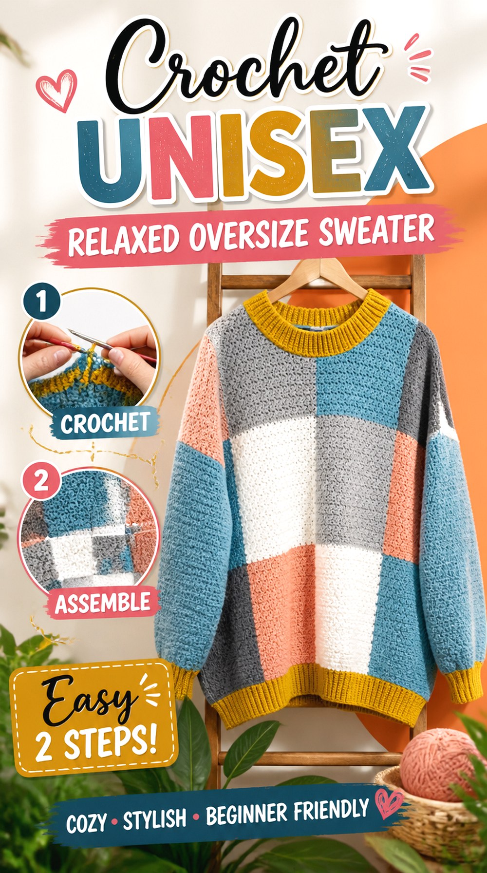 Crochet Unisex Relaxed Oversize Sweater