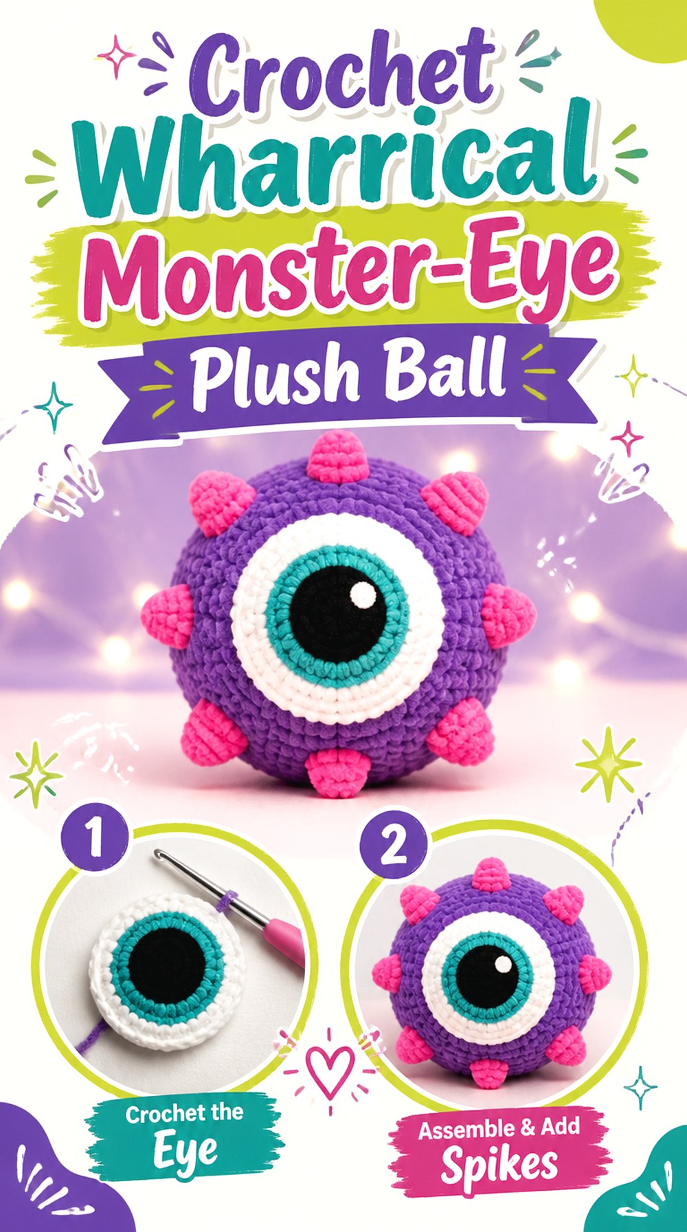 Crochet Whimsical Monster Eye Plush Ball