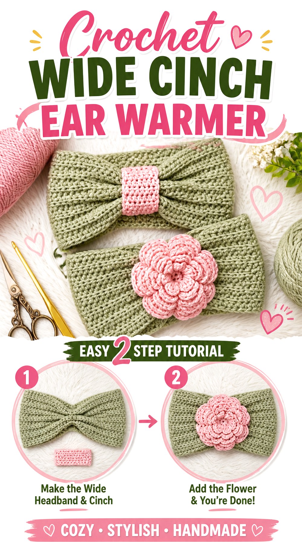 Crochet Wide Cinch Ear Warmer