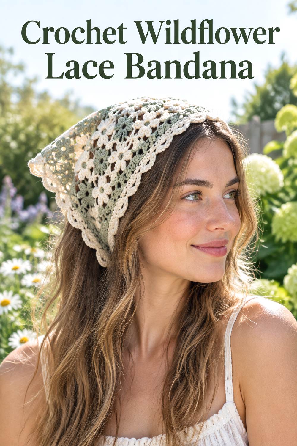 Crochet Wildflower Lace Bandana