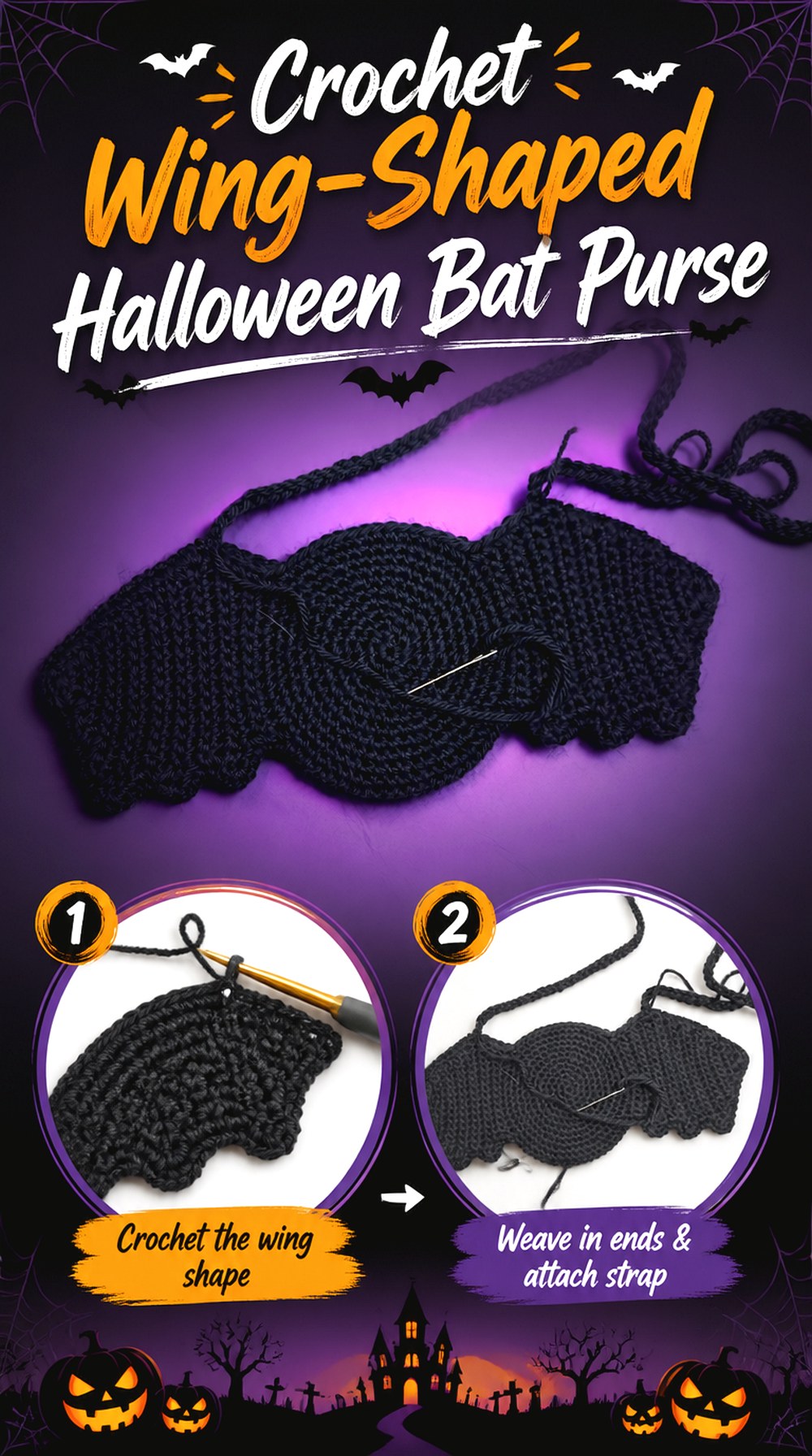 Crochet Wing Shaped Halloween Bat Purse