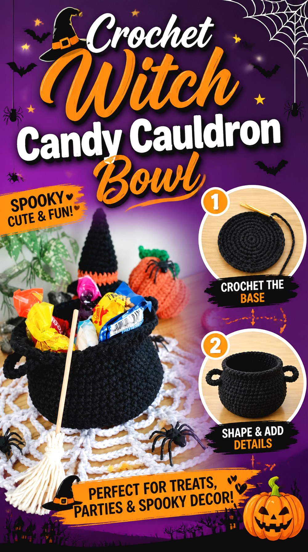 Crochet Witch Candy Cauldron Bowl