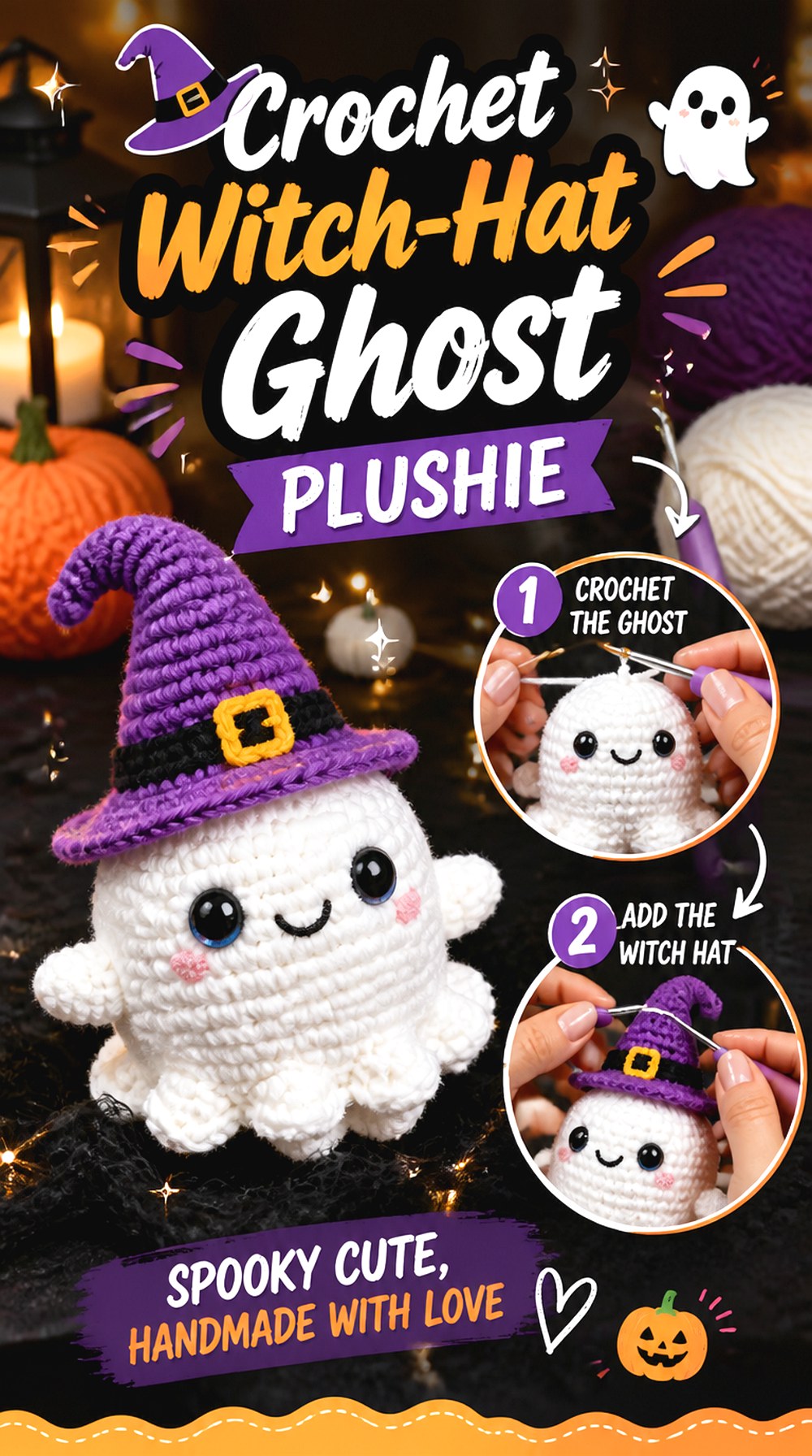 Crochet Witch Hat Ghost Plushie